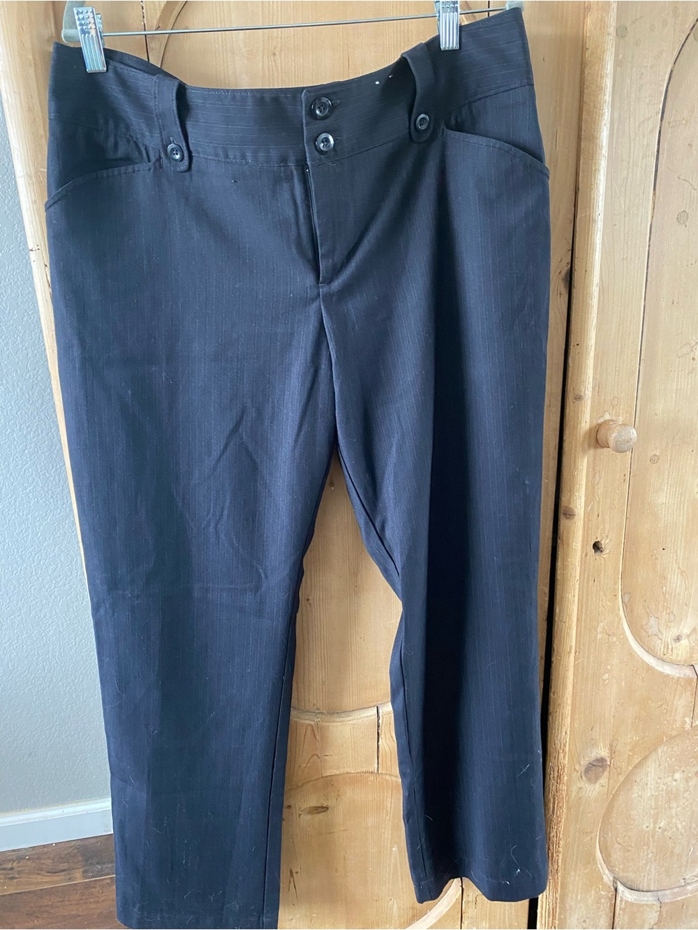 Old Navy Black Pinstripe Low Waist Dress Pants with Burgundy Lining